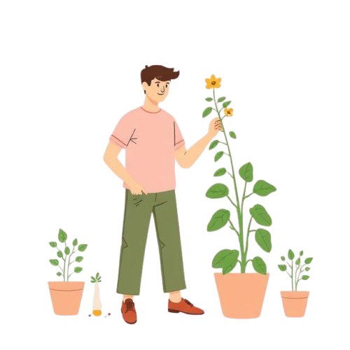 Person with plant or nature scene, representing healing and support